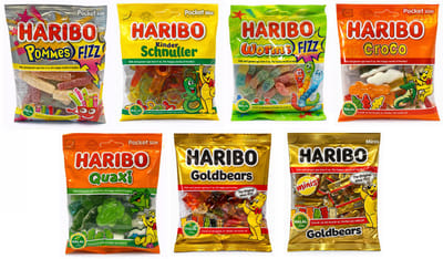 Mixpak Haribo Halal Snoep - (pommes, sleutels, worms, kikker, croco, goldbears en uitdeel) 5x100g +1x80g + 1x250g