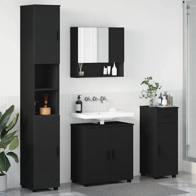vidaXL - Badkamermeubel - Set - 4 - st - Zwart - 61 - x - 35 - x - 64 - cm