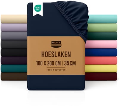 Dailygoods- Hoeslaken Marineblauw 100 x 200 cm - 35 cm Spanhoogte - Voor Dikke Matrassen - Geborsteld Microvezelpolyester - Antislip - Matraslaken