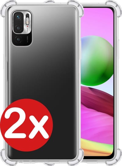 Hoesje - 2 Stuks - Geschikt voor Xiaomi Redmi Note 10 5G - Sterk & Shockproof - Back Cover - Siliconen Case - Telefoon Hoes Shock Proof - Telefoonhoes - Transparant