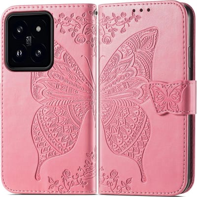 Coverup Hoesje - Geschikt voor Xiaomi 14T Hoesje - Coverup Vlinder Book Case - Roze