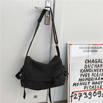 Heren Canvas Messenger Bag Grote Capaciteit Crossbody Schoudertas voor Mannen en Tiener Studenten zwart