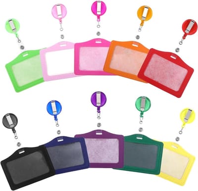 Kaarthouder met Lus - Badgehouder - Dagelijks Gebruik - Praktisch Uitschuifsysteem - 10 stuks - Mix van Kleuren