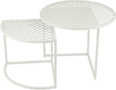 J-Line bijzettafel Outdoor Rond - metaal - wit - set van 2
