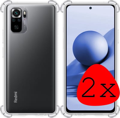 Hoesje 2 Stuks - Geschikt voor Xiaomi Redmi Note 10S - Sterk & Shockproof - Siliconen Case - Back Cover - Telefoon Hoes Shock Proof - Transparant