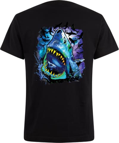 Zwart Neon Tshirt Cosmo Shark S