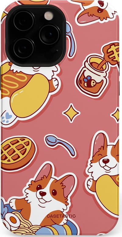 Casetastic Hoesje Geschikt voor Apple iPhone 13 Pro Max Magsafe - Stijlvolle Beschermende Duo-layer Case - Corgi snacks