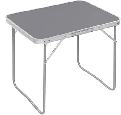 uJOY Opvouwbare campingtafel - Grijs - Picknicktafel met handvat - Aluminium - Bijzettafel - 70x60x50cm - Laadvermogen 15kg