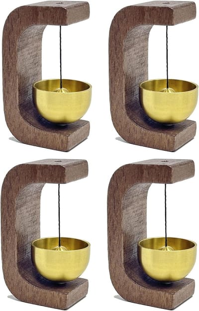 Houten Deurbel Set - Ingangsbel Alarm - Boorvrije Montage - Aangenaam Hoorbaar Geluid - 4 x 3 x 7.5 cm