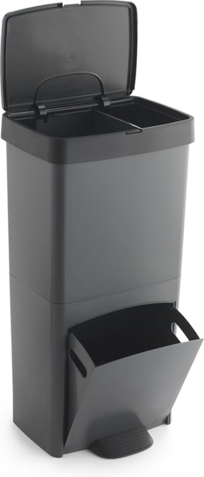 Sp-Berner 70 liter verticale recyclingbak – Grote capaciteit – Duurzame opbergoplossing van gerecycled kunststof – Gemaakt in Spanje