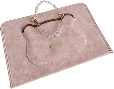 Beschermhoes voor 14-inch laptop, schokbestendige reistas, aktetas, laptoptas, stofwerende hoes van PU-leer, roze