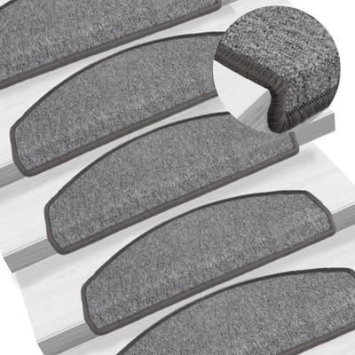 vidaXL - Trapmatten - 15 - st - 65x24x4 - cm - Donkergrijs - Halfrond - Groot