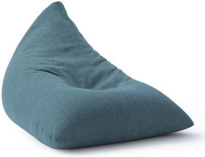 Lumaland Indoor linnen zitzak, driehoekige comfortabele zitzak voor binnen, 370 l vulling, 150 x 100 x 100 cm, linnenlook en feel, blauw
