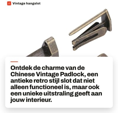 Dailygoods- Hangslot Vintage - Antiek Retro Slot - Hangslot voor Sieraden - Hangslot voor Lades - Hangslot voor Mini Kasten - Duurzaam Zinklegering
