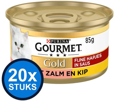 20x Gourmet - Gold Fijne Hapjes Zalm & Kip - Kattenvoer Natvoer - 85g