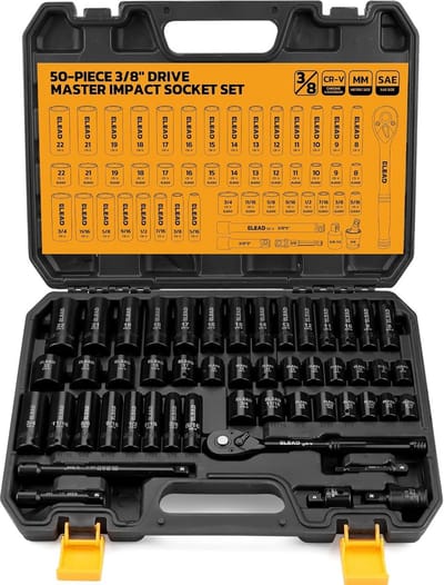 Slagdop Set - Doppen Set - Auto Reparatie - 50 Delig - 3/8 Inch - Zwart