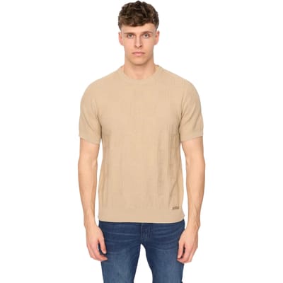 Duck and Cover Heren Littleton gebreid T-shirt (Lichte steen)
