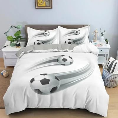 3D Voetbal Beddengoed Collectie Voetbal Dekbedovertrek Kussensloop Polyester Dekbedovertrek King Queen Full Dubbel Bal Sport Dekbedovertrek 200X200cm-3pcs