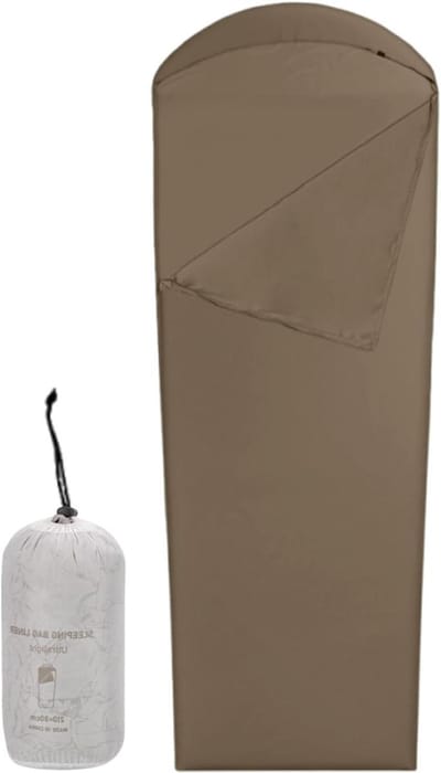 Slaapzak Binnenhoes - Reislaken Slaapzakhoes - Kamperen en Reizen - Lichtgewicht en Droog - 210x80 cm - Donkere Koffie