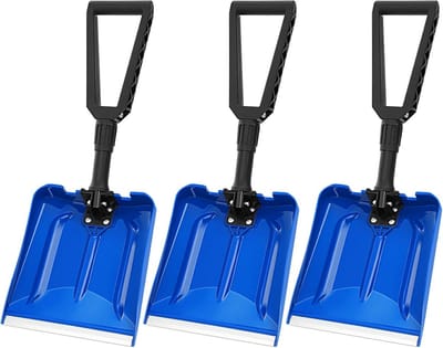 Set van 3 Opvouwbare Sneeuwschuiver Compact met D-handgreep en Aluminium Rand - IJsvrije Auto en Nooduitrusting