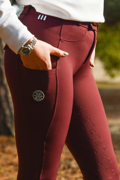 Donley winter paardrijbroek rood comfortabel full grip mt 26 tm 44 winter rijbroek lekkere warme paardrijbroek bordeaux rood
