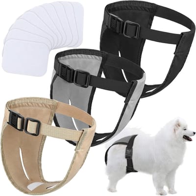 Set van 3 Hondenbroekjes, Hondenluier met 9 Hygiëne Maandverbanden, Verstelbare Beschermende Broekjes voor Honden, Herbruikbaar, Geschikt voor Kweekseizoen en Bloedingen (XXL)