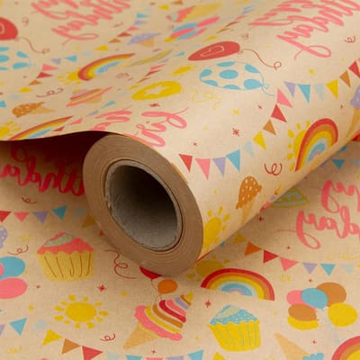 Allecto Plus - Inpakpapier Roll - Verjaardag Thema - Feest en Baby Shower Decoratie - 61 cm X 305 m