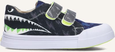 Go Banana's Sneaker Klittenband – Shark - Sneakers Kinderen - Jongens - Green Blue - Canvas - Maat 33