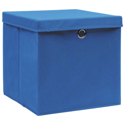 vidaXL - Opbergboxen - met - deksel - 4 - st - 28x28x28 - cm - blauw