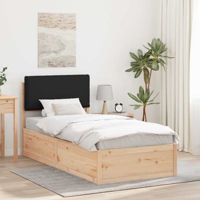 vidaXL - Bedframe - met - Gevoerde - Hoofdbord - Zwart - 100 - x - 200 - cm