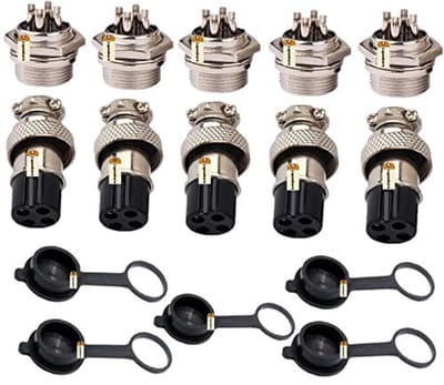 4-Pins Luchtvaart Connectoren set - 10A 20mm + Waterdichte Caps