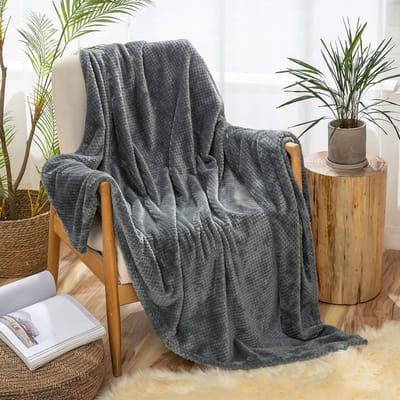 Dailygoods - Dekens - Fleece Dekens Met Graankorrelontwerp - Warm En Pluizig - Donkergrijs - Omkeerbaar - Ideaal Voor Bed En Bank