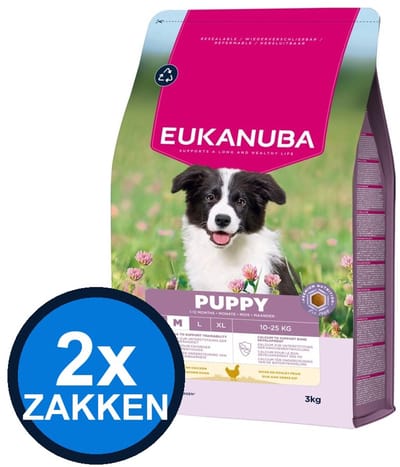 2x Eukanuba - Life Care Dog Puppy Medium Chicken - Hondenvoer Droogvoer - 3 kg