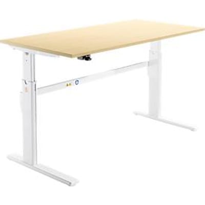 Schäfer Shop  Select Bureau, elektrisch in hoogte verstelbaar, rechthoekig, C-poot, ahorn/wit, B 1800 mm