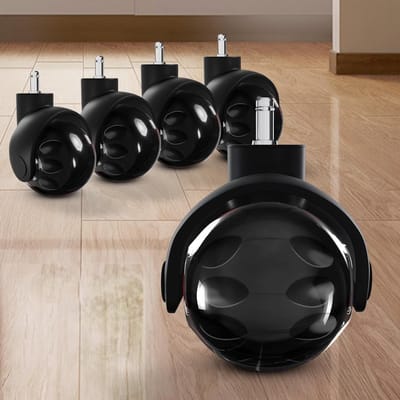 Vervangwieltjes voor Bureaustoelen - Set van 5 Rubber Wieltjes voor Alle Vloeren - 2-Inch, Universale Maat (11x22mm)