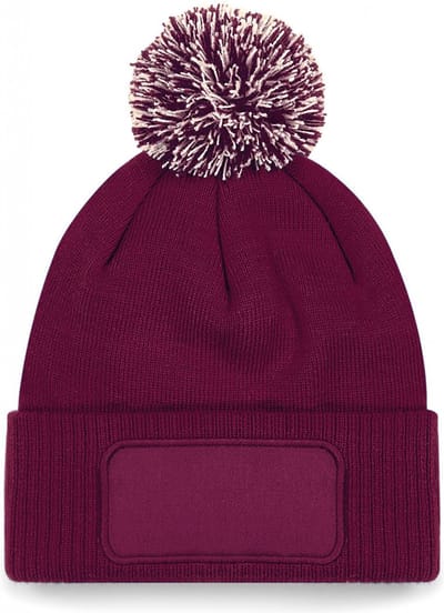 Beechfield Snowstar® patch beanie B443 - Burgundy / Off White - One size