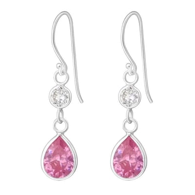 Aramat Jewels | Oorhangers | Roze Zirkonia Oorbellen voor Speciale Gelegenheden | | | |6mm | Zilver | Kinderen | Verkleurd niet