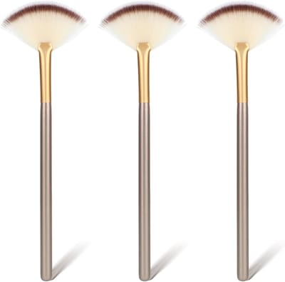 3 delige ventilatorborstels voor gezichtsbehandelingen, ultraslanke, zachte gezichtsventilator met comfortabele houten handgreep voor masker Moddercrème Make-up Schoonheidsspecialiste