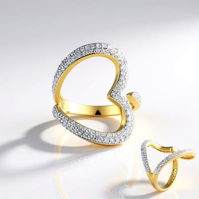 Cavill - Verstelbare Zilveren Ring - 925 Sterling Zilver - Rondgeslepen Cambodjaanse Zirkonen 1,045 ct - Hartontwerp - Elegante Zirkonia Sieraden