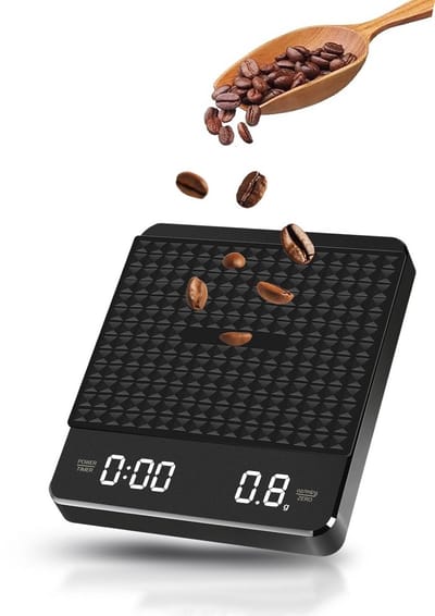 KZQ Koffieweegschaal Met Timer 3kg 0 1g Hoge Precisie - Digitale Espressowegschaal Voor Pour Over Matcha En Bakken - Herlaadbaar Met Siliconen Mat
