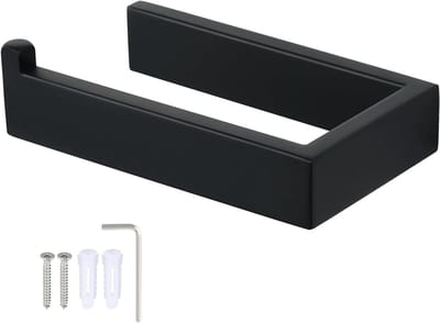 Allecto Plus - Toiletrolhouder voor Wandmontage van Roestvrij Staal | Matzwart | Badkamer & Keuken | Decoratief & Functioneel