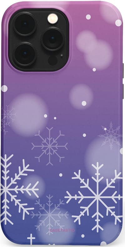 Casetastic hoesje geschikt voor Apple iPhone 14 Pro Max - MagSafe - Dubbellaagse bescherming - Winter Sneeuw Paarse Roze Gloed - Fashion Case - Lavendel