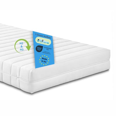 Bodyprotect 80 x 200 cm koudschuimmatras Balance Duo | orthopedisch keerbaar matras met hardheidsgraad 2 en 3 | 7 zones | Made in EU | afneembare hoes van microvezel, wasbaar op 95 graden | 80 x 200 x 15 cm | wit