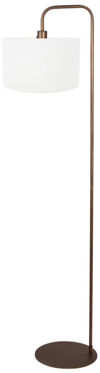 Vloerlamp Mexlite Forma 4786BR bronskleurig met grof wit linnen kap, compact ontwerp, elegante uitstraling, geschikt voor E27 lichtbronnen tot 40 watt, trendy binnenverlichting