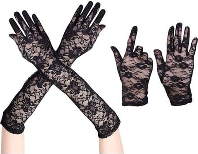 Handschoenen 2 Paar - Kanten Handschoenen - Kostuumhandschoenen - Zwarte Nethandschoenen - Elegante Stijl - Comfortabel Materiaal