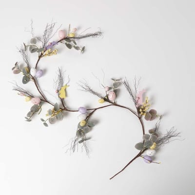 Homescapes Paasslinger paars-roze - decoratieve slinger met paaseieren en decoratieve konijntjes