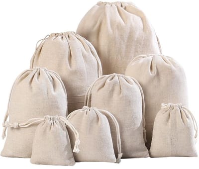 GELLDG Kleine stoffen tassen - katoenen trekkoordtassen - jute tassen - stoffen tassen - sieradentassen - herbruikbare cadeautassen - 25 stuks - 10x15 cm