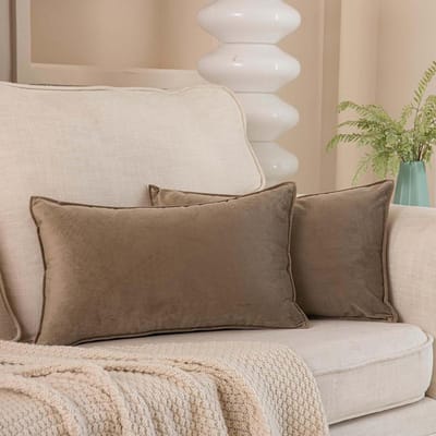 JUSPURBET 14x24 Set van 2 sierkussenslopen voor bank, sofa en bed, knusse fluwelen lendenkussenslopen met onzichtbare rits, voor woonkamer, huisdecoratie, steen