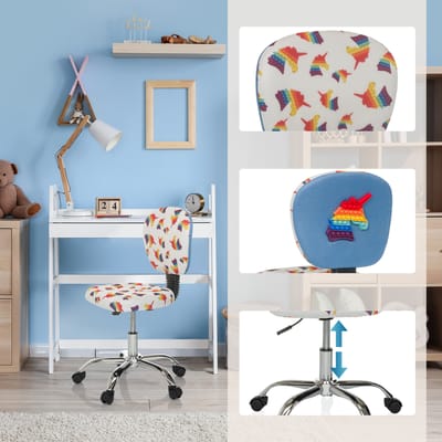 Bureaustoel voor kinderen / Draaistoel voor kinderen KID BUBBLE Einhorn stof kleurrijk hjh OFFICE