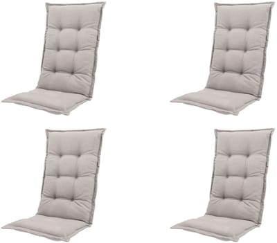 4 x Tuinkussen hoog ca. 123x50 cm Napels taupe water repellent coating | Tuinstoelkussen hoge rug